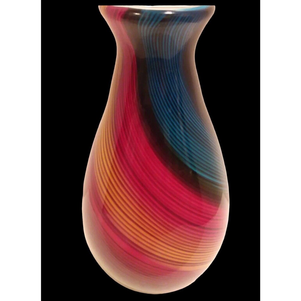 Dynasty Gallery San Francisco Toscana Vase Rainbow Twist Hand Blown Art Glass